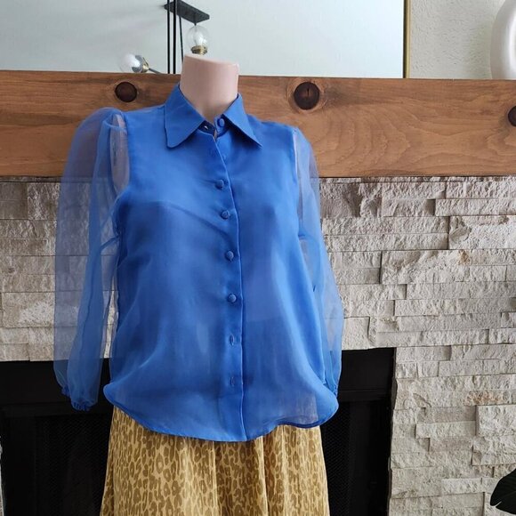 Zara Organza Puff Sleeves Blouse - Picture 2 of 4